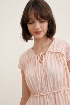 Camille Shirred Ribbon Top