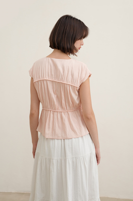Camille Shirred Ribbon Top