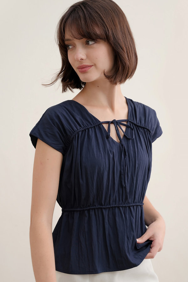 Camille Shirred Ribbon Top