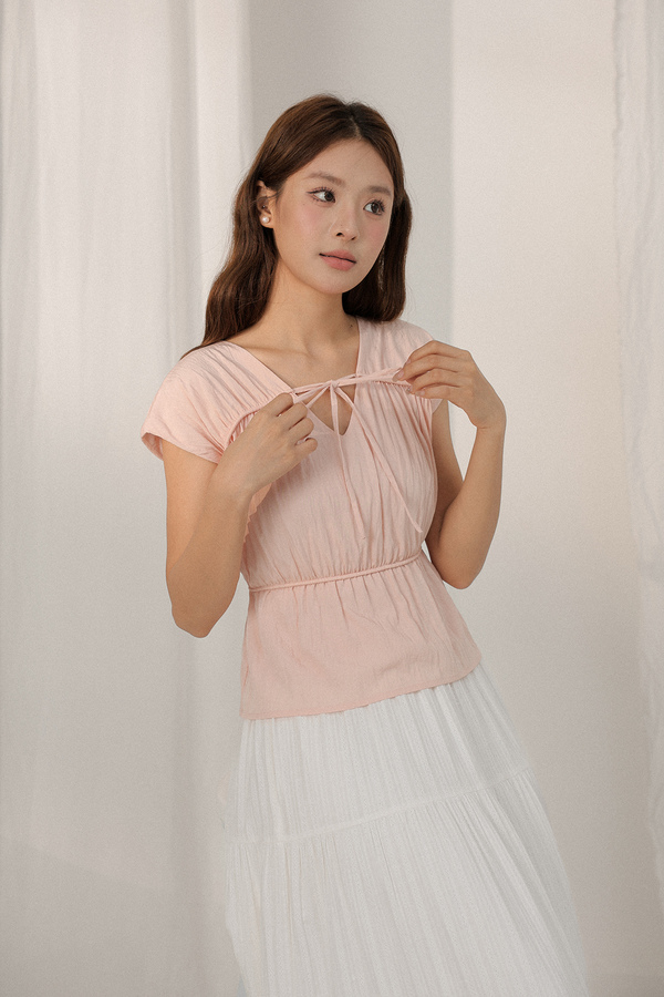 Camille Shirred Ribbon Top