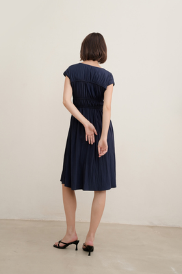 Camille Shirred Ribbon Midi Dress