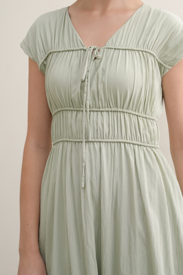 Camille Shirred Ribbon Midi Dress