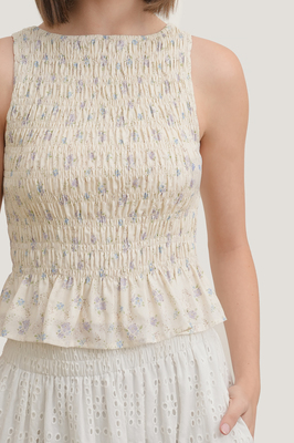 Linnea Padded Shirred Boat Neck Top