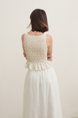 Linnea Padded Shirred Boat Neck Top