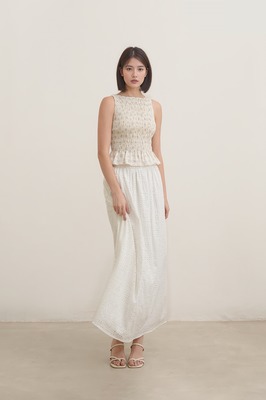 Linnea Padded Shirred Boat Neck Top