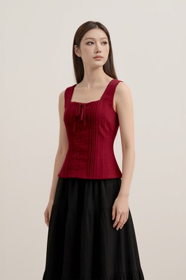 Cheria Padded Pintuck Top