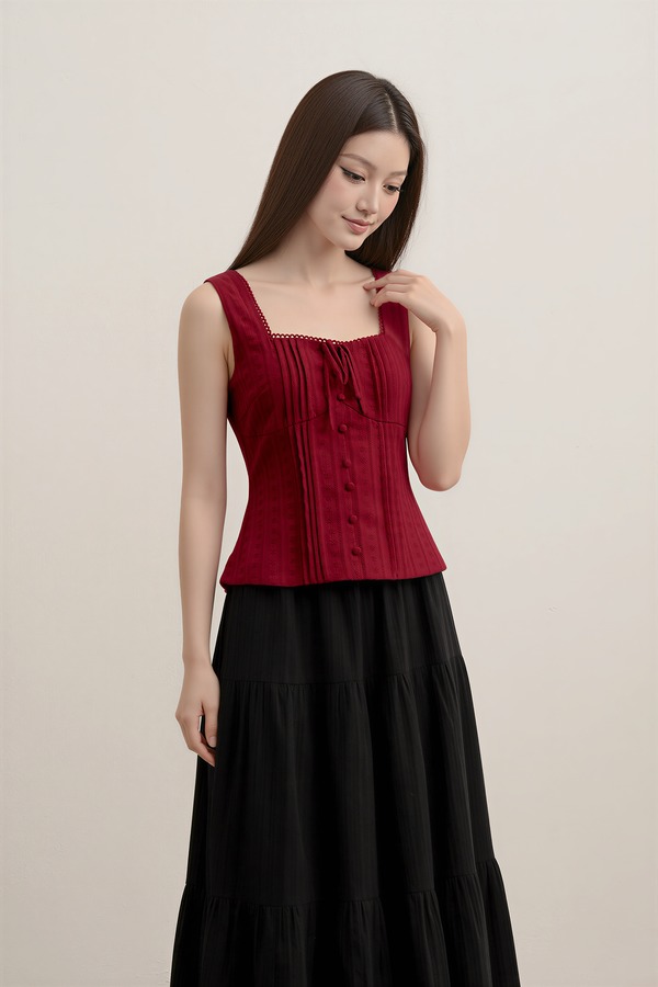 Cheria Padded Pintuck Top