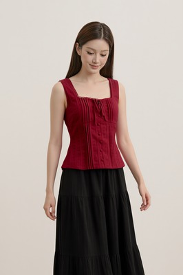 Cheria Padded Pintuck Top