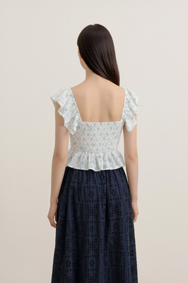 Petale Padded Floral Ruffle Top