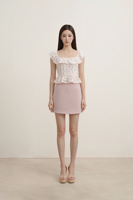 Petale Padded Floral Ruffle Top