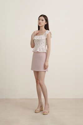 Petale Padded Floral Ruffle Top