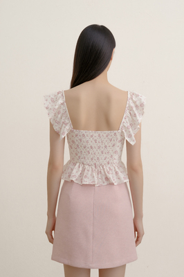 Petale Padded Floral Ruffle Top