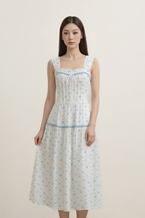 Petale Padded Floral Midi Dress