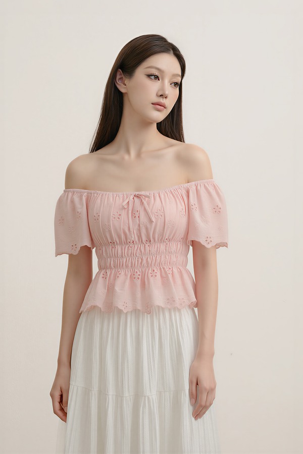 Verdine Padded Broderie Flutter Top