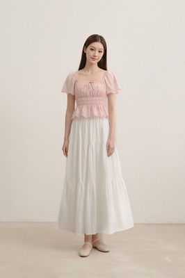 Verdine Padded Broderie Flutter Top