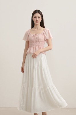 Verdine Padded Broderie Flutter Top