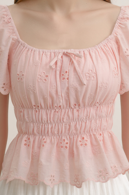 Verdine Padded Broderie Flutter Top