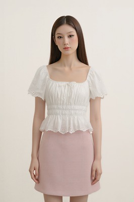 Verdine Padded Broderie Flutter Top