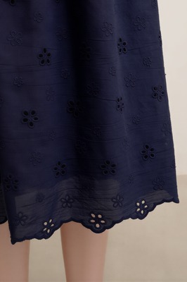 Verdine Padded Broderie Ruffle Midi Dress