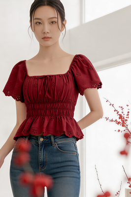 Verdine Padded Broderie Flutter Top