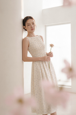 Linnea Padded Shirred Boat Neck Dress