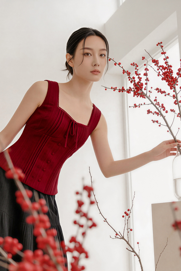 Cheria Padded Pintuck Top