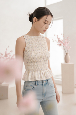 Linnea Padded Shirred Boat Neck Top