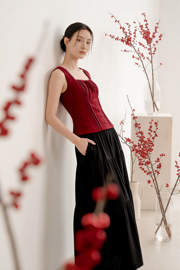 Calla Broderie Tiered Maxi Skirt