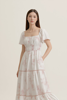 Chateau Padded Flutter Sleeve Maxi Dress