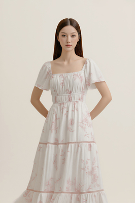 Chateau Padded Flutter Sleeve Maxi Dress