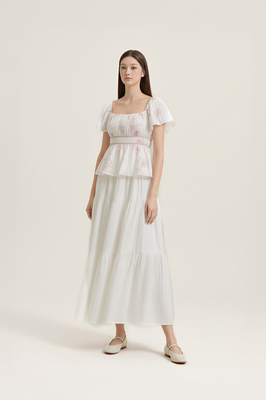 Chateau Padded Flutter Sleeve Top