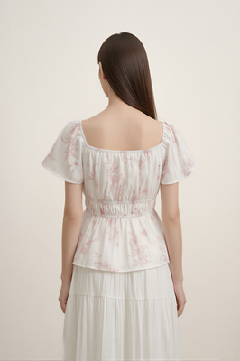 Chateau Padded Flutter Sleeve Top