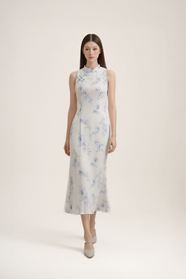 Chateau Padded Cheongsam Maxi Dress