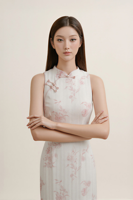 Chateau Padded Cheongsam Maxi Dress