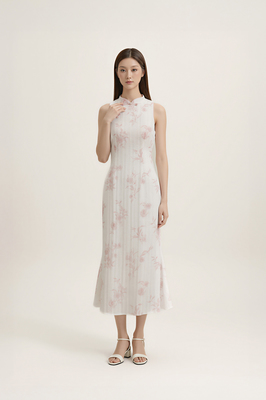 Chateau Padded Cheongsam Maxi Dress