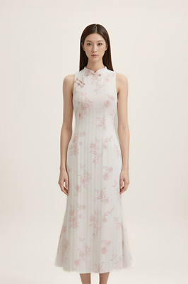 Chateau Padded Cheongsam Maxi Dress