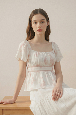 Chateau Padded Flutter Sleeve Top