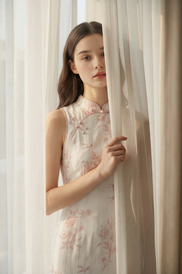 Chateau Padded Cheongsam Bias Maxi Dress