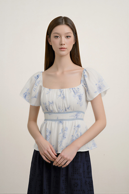 Chateau Padded Flutter Sleeve Top