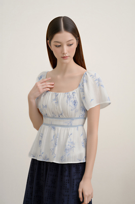 Chateau Padded Flutter Sleeve Top