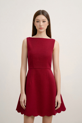 Celine Padded Textured Scallop Dress