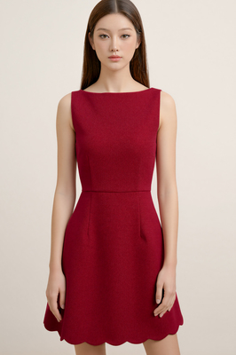 Celine Padded Textured Scallop Dress