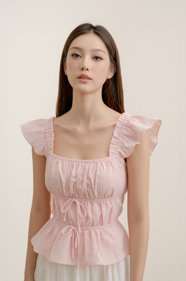 Lovie Padded Broderie Ruffle Top