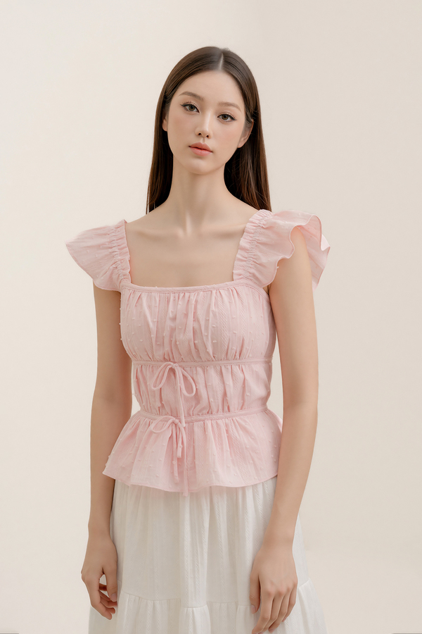 Lovie Padded Broderie Ruffle Top