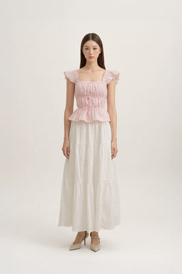 Lovie Padded Broderie Ruffle Top