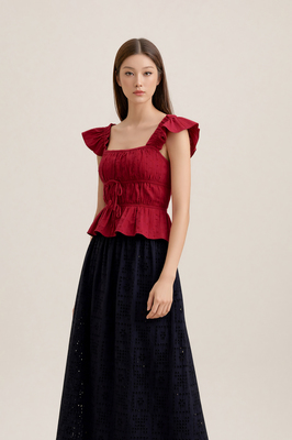 Lovie Padded Broderie Ruffle Top