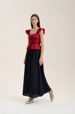 Lovie Padded Broderie Ruffle Top