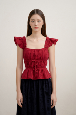 Lovie Padded Broderie Ruffle Top