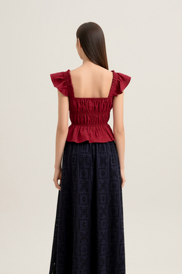 Lovie Padded Broderie Ruffle Top