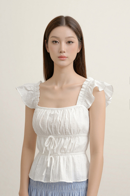 Lovie Padded Broderie Ruffle Top